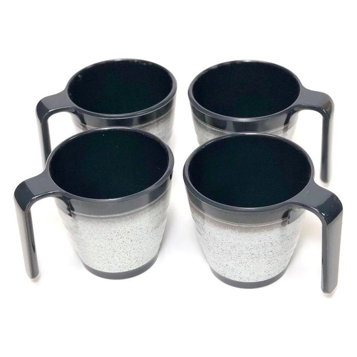 Granite 4x Stacked Mug Set Grey Flamefield Melamine Ideal Camping Picnic Caravan Flamefield - UK Camping And Leisure