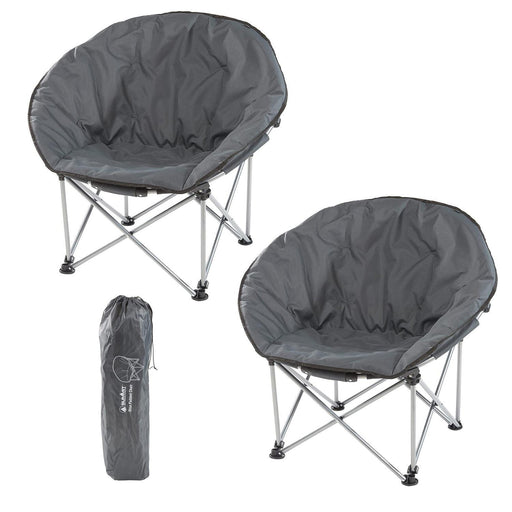 Grey Adult Bucket Camping Chair Padded High Back Folding Orca Moon Chair & Bag x2 Summit - UK Camping And Leisure