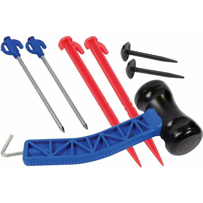 Heavy Duty Camping Awning Tent Travel Pegs+Mallet Set Peg Cleaner Storage Case UK Camping And Leisure