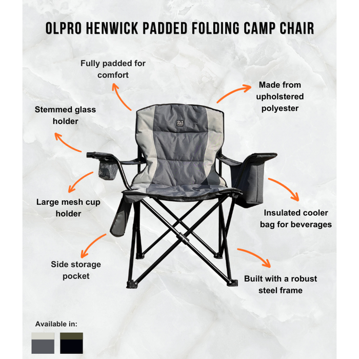 Olpro Henwick Chair Grey & Black Olpro - UK Camping And Leisure