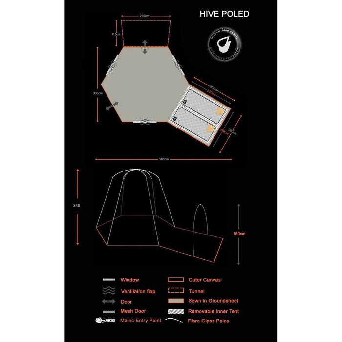 Olpro Hive Campervan Awning (Fibreglass Poles) - with Sleeping Pod Olpro - UK Camping And Leisure