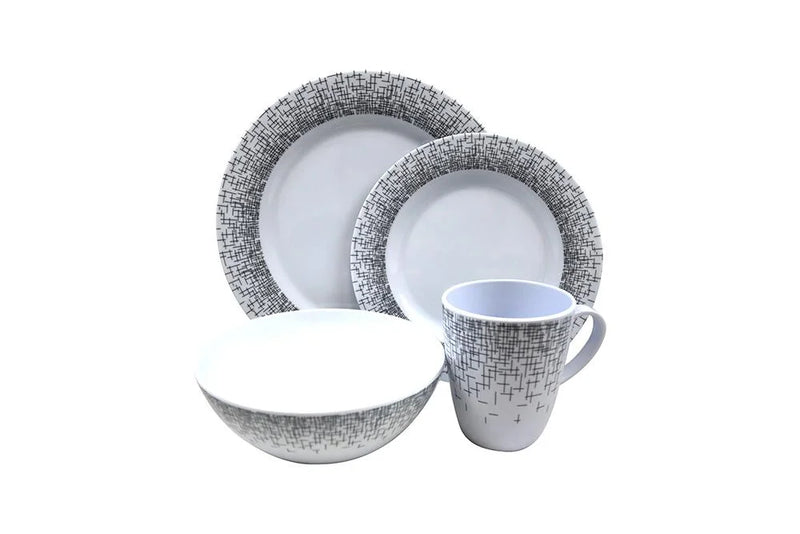Vango Lightweight 16 Piece Alfresco Melamine Dinner Tableware Set