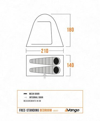 VANGO Free-Standing Inner Bedroom Tent for Vango Drive Away Awnings | BR003 | lightweight, freestanding, compact pack