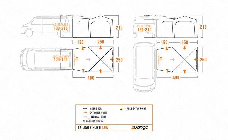 Vango Tailgate Hub II Low Drive Away Awning Low Smoke