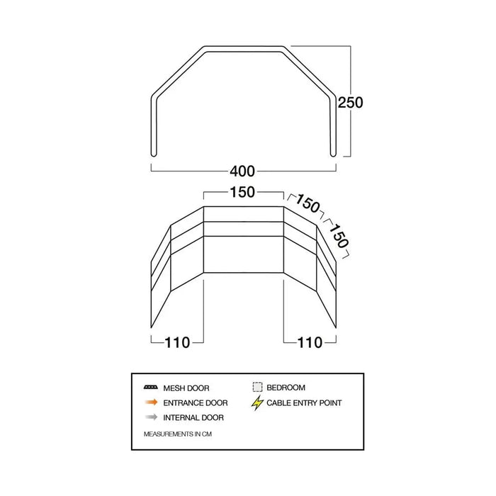 Vango AirBeam Windbreak - 5 Panel - Elements ProShield Shadow Grey Vango - UK Camping And Leisure