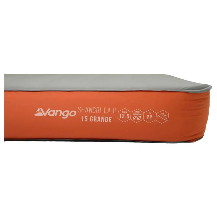 Vango Shangri-La II 15 Grande 15 Grande Cloud Grey / Orange Self Inflating Sleep Mat Vango - UK Camping And Leisure