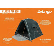 Vango Classic Air 300 Deep Blue 3 Person Tent Vango - UK Camping And Leisure