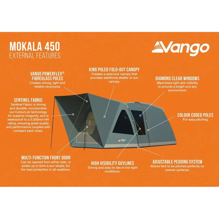 Vango Mokala 450 Mineral 4 Person Green Tent