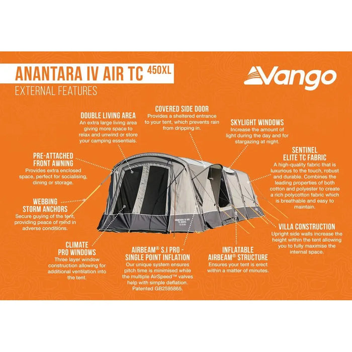Vango Anantara IV Air TC 450XL Cloud Grey Tent 4 Berth