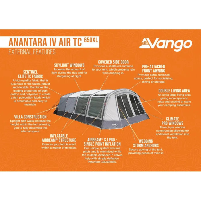Vango Anantara IV Air TC 650XL 650XL Cloud Grey Tent 6 Berth
