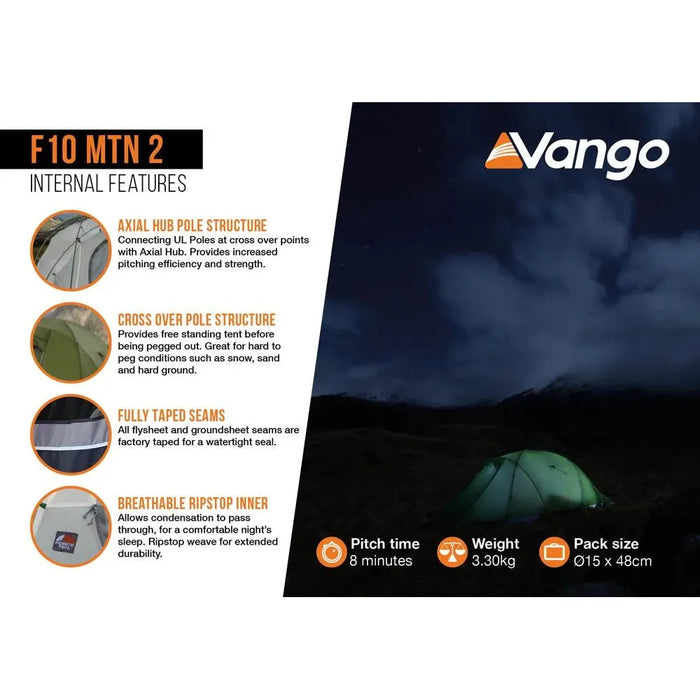 Vango F10 MTN 2 Person F10 Alpine Green Tent