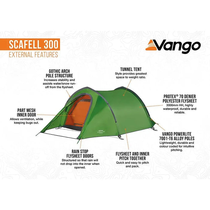 Vango Scafell 300 Pamir Green 3 Person Tent