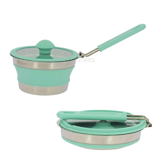 Incasa Collapsible Folding Silicone Small 16cm Pan Casserole with Glass Lid & Handle UK Camping And Leisure