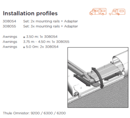 Thule Adapter Roof Mounting Rails 3 (set: 3x mounting rails + adapter) Thule - UK Camping And Leisure