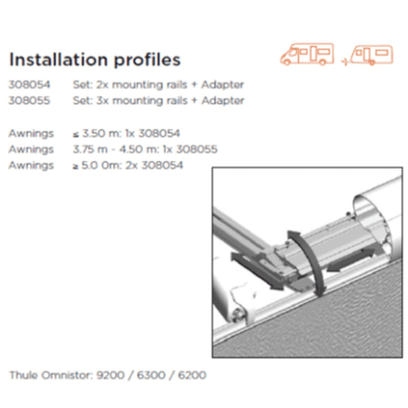 Thule Adapter Roof Mounting Rails 2 (set: 2x mounting rails + adapter) Thule - UK Camping And Leisure