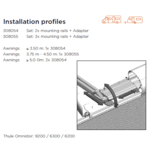 Thule Adapter Roof Mounting Rails 2 (set: 2x mounting rails + adapter) Thule - UK Camping And Leisure