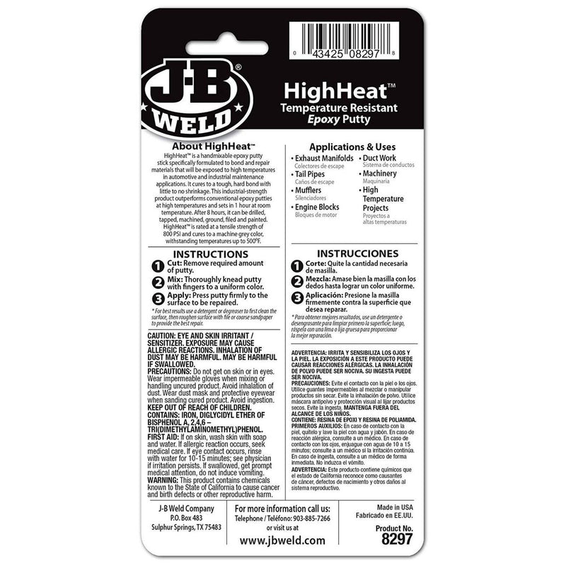 JB Weld HighHeat 57g Heat Temperature Resistant Epoxy Putty Metal Repair Filler JB Weld - UK Camping And Leisure