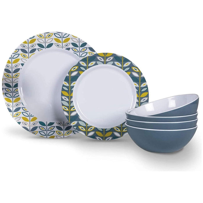 Kampa Flora Melamine 12 Piece Dinner Set Kampa - UK Camping And Leisure