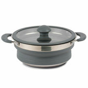 Kampa Folding Collapsible Silicone & Stainless Steel Saucepan 3 Litre Grey Kampa - UK Camping And Leisure