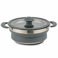 Kampa Folding Collapsible Silicone & Stainless Steel Saucepan 3 Litre Grey