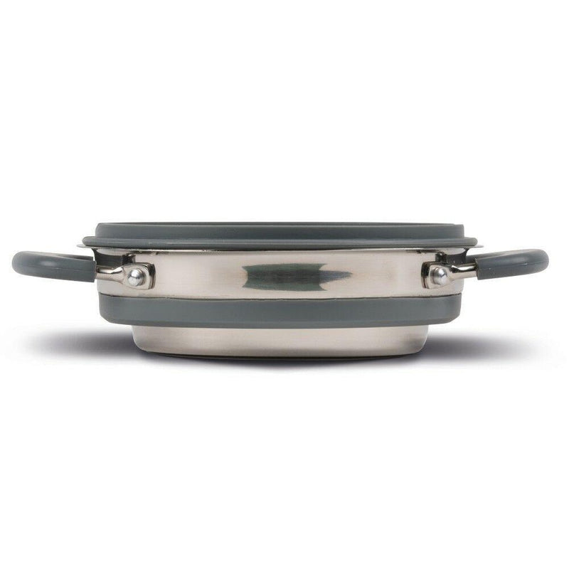 Kampa Folding Collapsible Silicone & Stainless Steel Saucepan 3 Litre Grey Kampa - UK Camping And Leisure