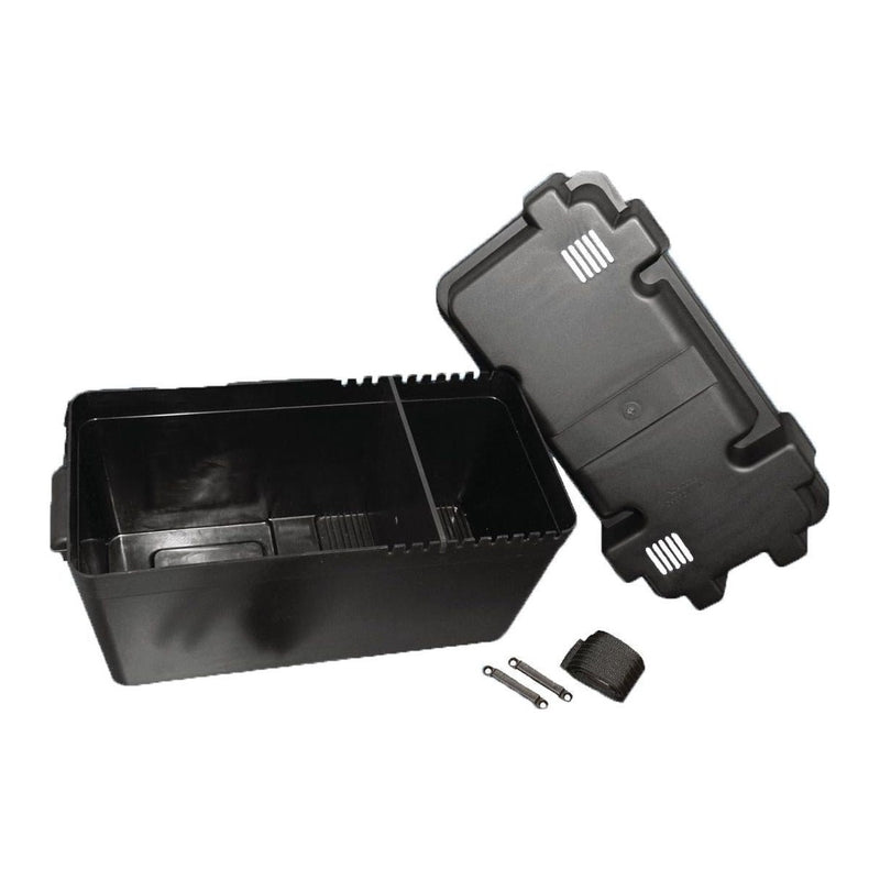 Large 110Ah Leisure Battery Box Enclosure Cover & Strap Motorhome Caravan Camper PLS - UK Camping And Leisure