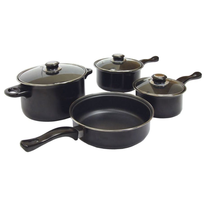 Leisurewize 7 piece Cookware Set Pan Saucepan Set Carbon Non Stick Glass Lids Leisurewize - UK Camping And Leisure