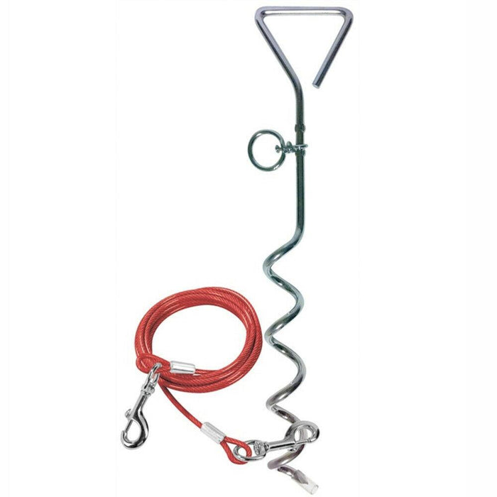 Leisurewize Camping screw in dog ground anchor tether metal corkscrew peg & lead UK Camping And Leisure