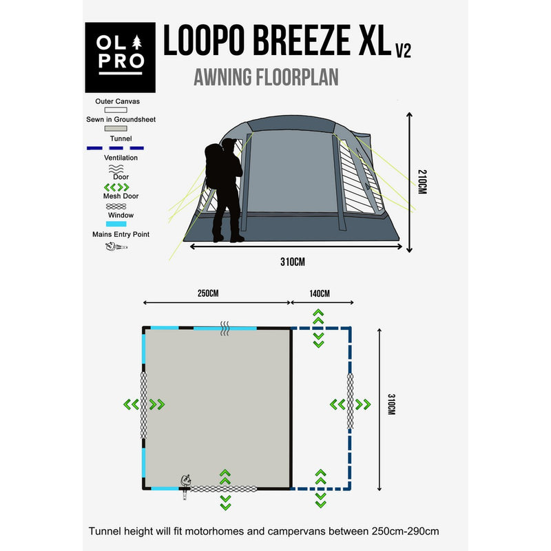 Olpro Loopo Breeze XL v2 Motorhome Awning ( Grey) Olpro - UK Camping And Leisure