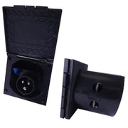 Mains 230V 16A Flush Hook Up Socket Caravan Motorhome Camper Van RV Black Powerpart - UK Camping And Leisure
