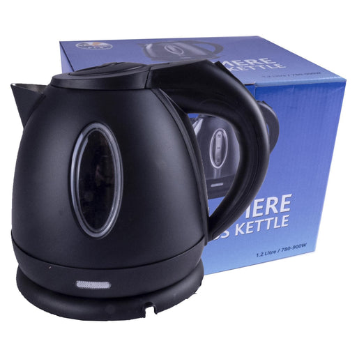 Matte Black Low Power 1.2L 750W Cordless Kettle UK Camping And Leisure