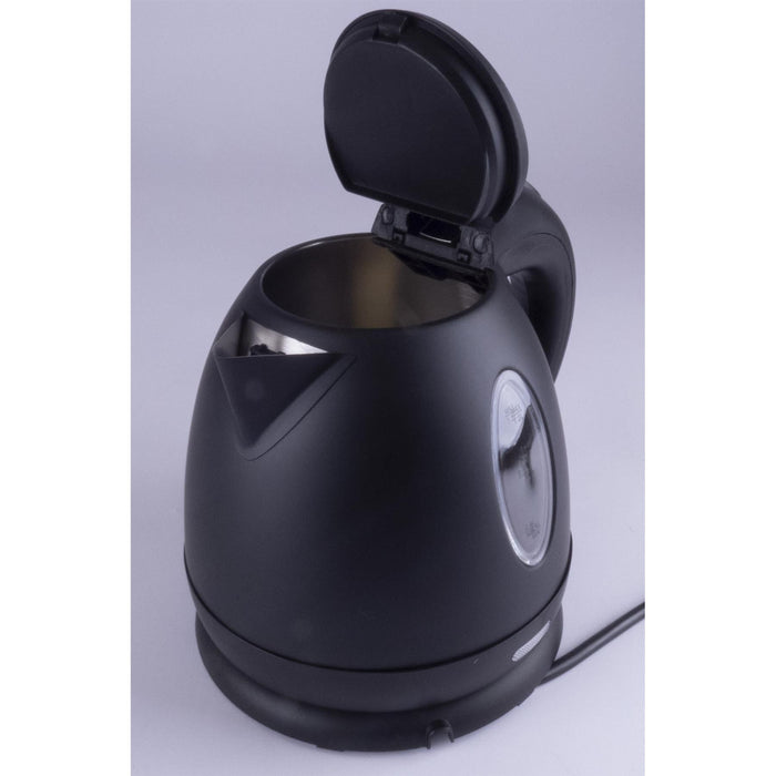 Matte Black Low Power 1.2L 750W Cordless Kettle Powerpart - UK Camping And Leisure