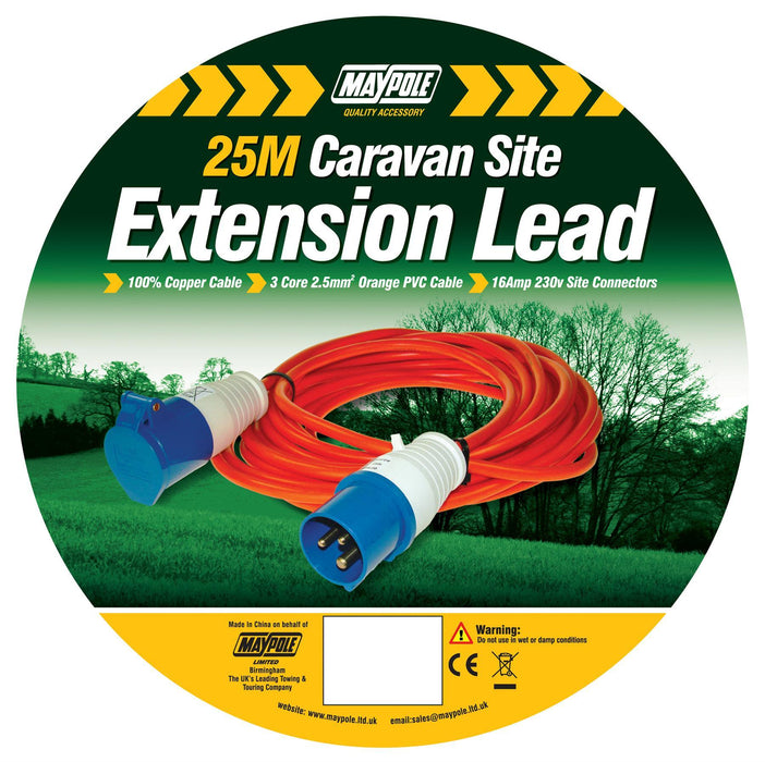 Maypole 25 Metre 1.5mm Caravan Motorhome Camping Extension Hook Up Cable Lead UK Camping And Leisure