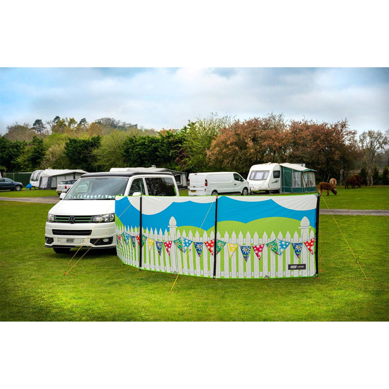 Maypole 3 Panel Poled Windbreak Summer Days 5m x 1.4m Maypole - UK Camping And Leisure