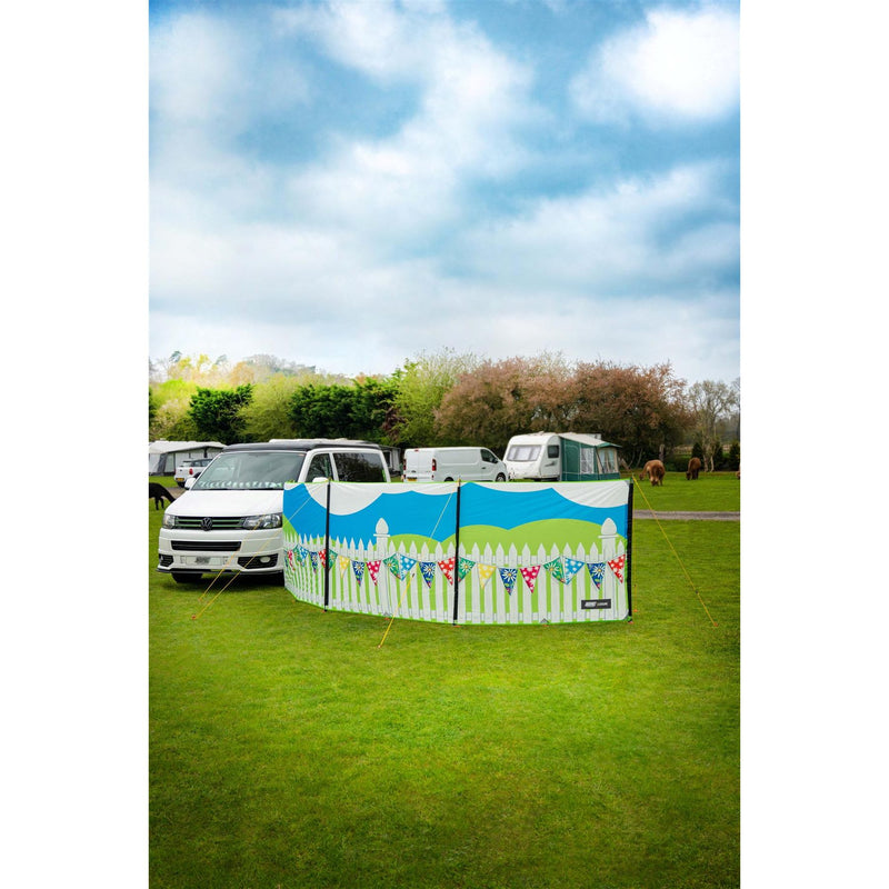Maypole 3 Panel Poled Windbreak Summer Days 5m x 1.4m Maypole - UK Camping And Leisure
