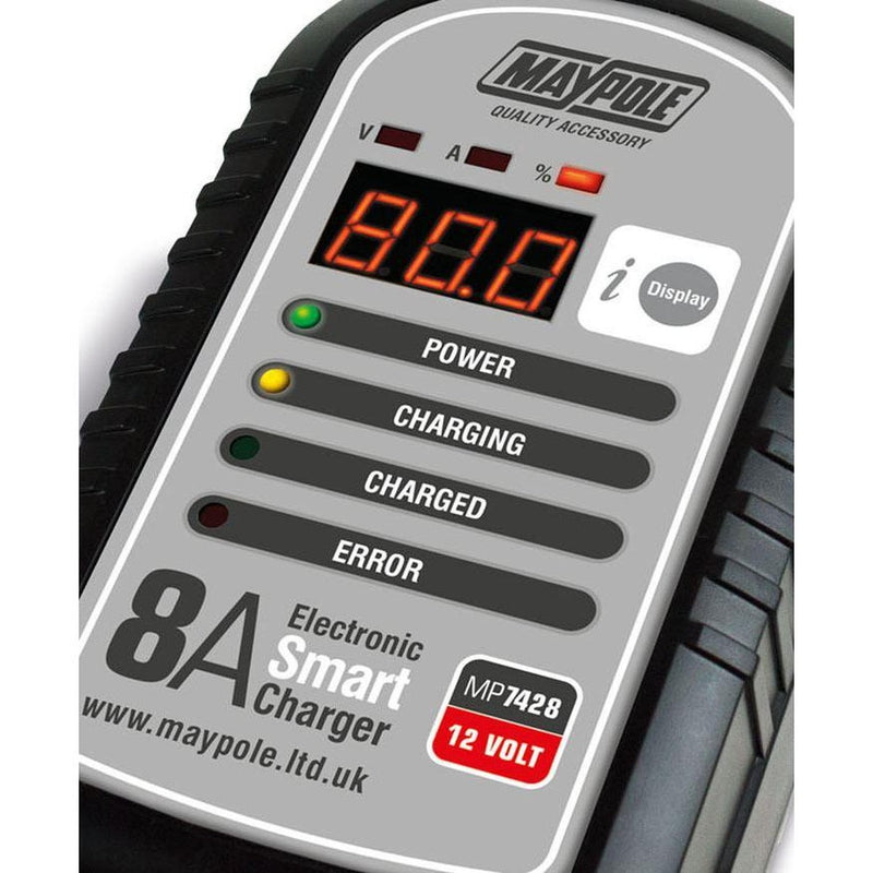 Maypole 7428 8A 12V Car Bike Caravan Van Electronic Smart Battery Charger Maypole - UK Camping And Leisure
