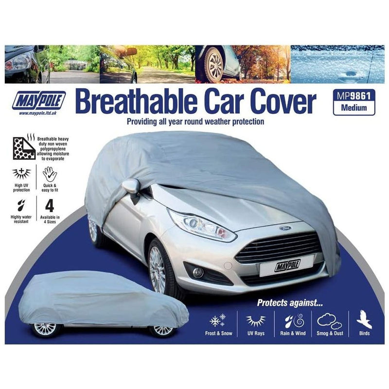 Maypole Breathable Water Resistant Fabric Car Full Cover Medium MP9861 Upto 14ft Maypole - UK Camping And Leisure