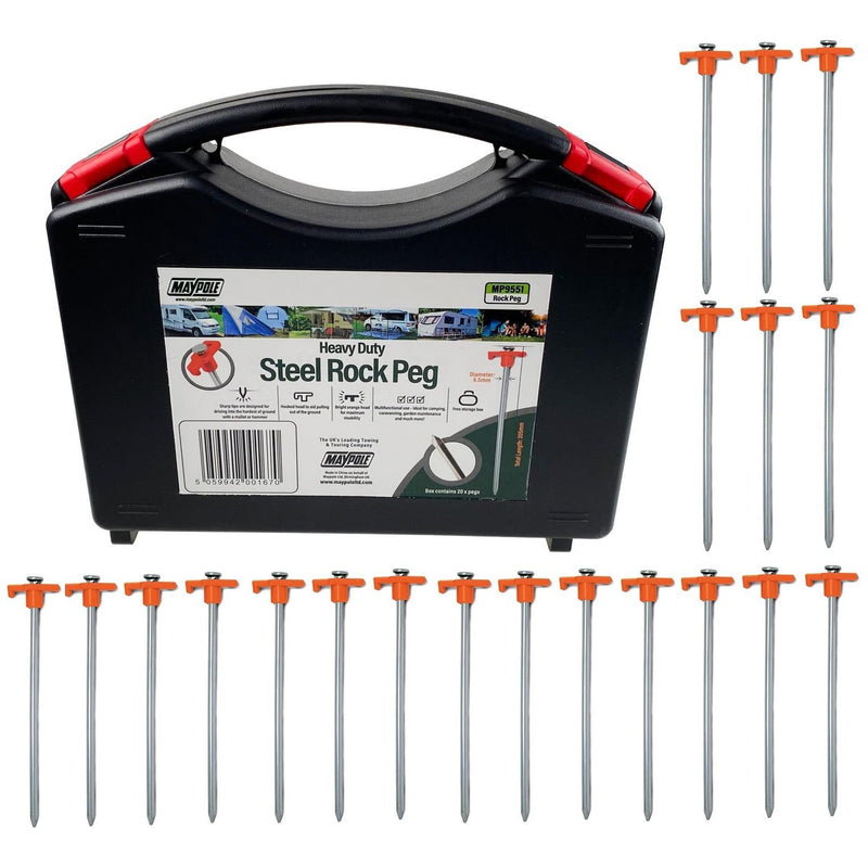 Maypole Heavy Duty Steel Rock Pegs x20 Camping Ground Pegs Maypole - UK Camping And Leisure