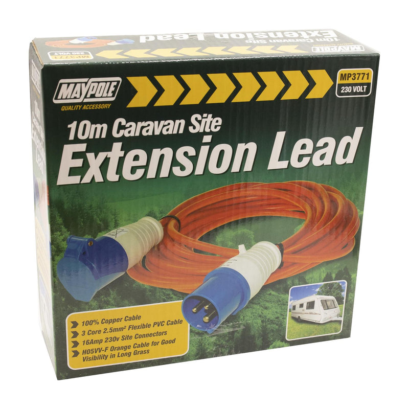 Maypole MP3773 10 Metre Caravan Site Mains Hook Up Lead 230V Lightweight MP3771 Maypole - UK Camping And Leisure