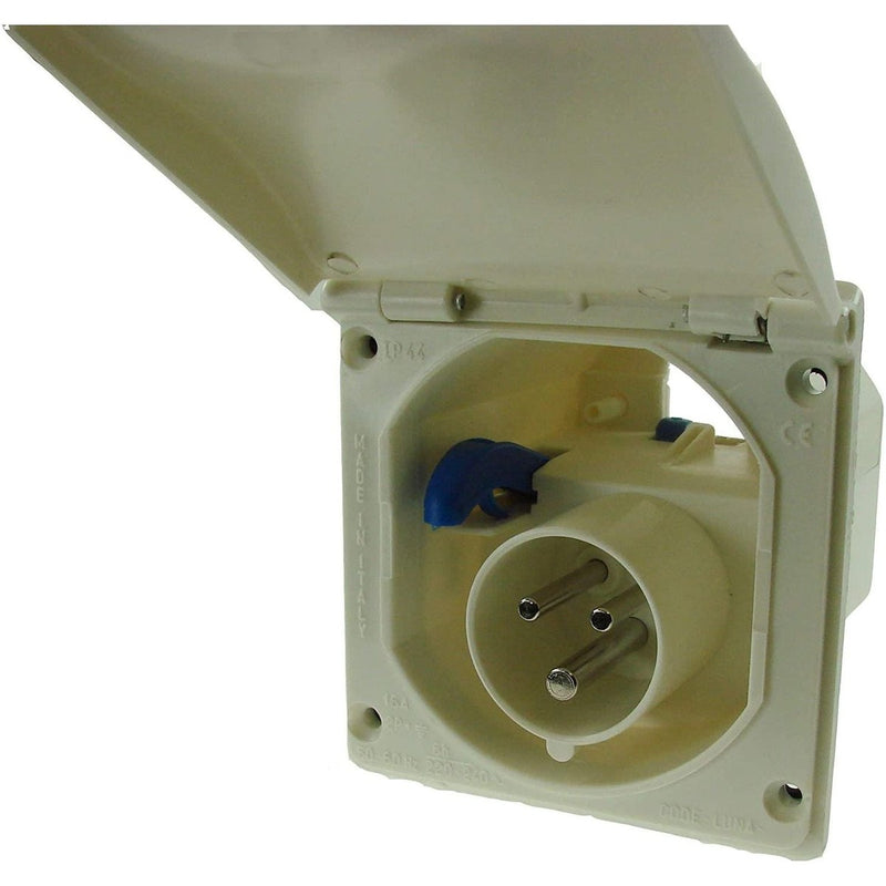 Maypole MP598B 240V 16Amp Mains Flush Fit Socket- Caravan Inlet White Maypole - UK Camping And Leisure