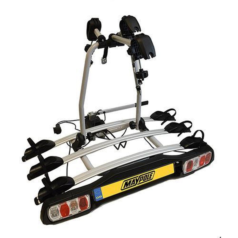 Maypole Towball Mounted Car Rear Tow Bar Cycle Holder 3 Bike Carriers 45kg Load Maypole - UK Camping And Leisure