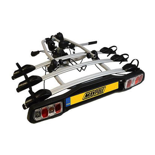 Maypole Towball Mounted Car Rear Tow Bar Cycle Holder 3 Bike Carriers 45kg Load Maypole - UK Camping And Leisure