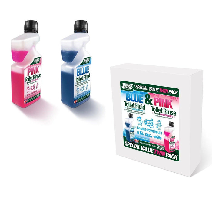 Maypole Twin Pack Toilet Fluid & Rinse Concentrate Caravan Camping Makes 4L Maypole - UK Camping And Leisure