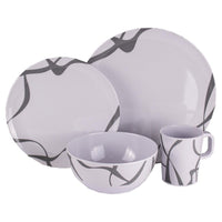 Melamine Dinner Set 16 Piece Interlock Heavy Duty - Picnic Camping Caravan Tent