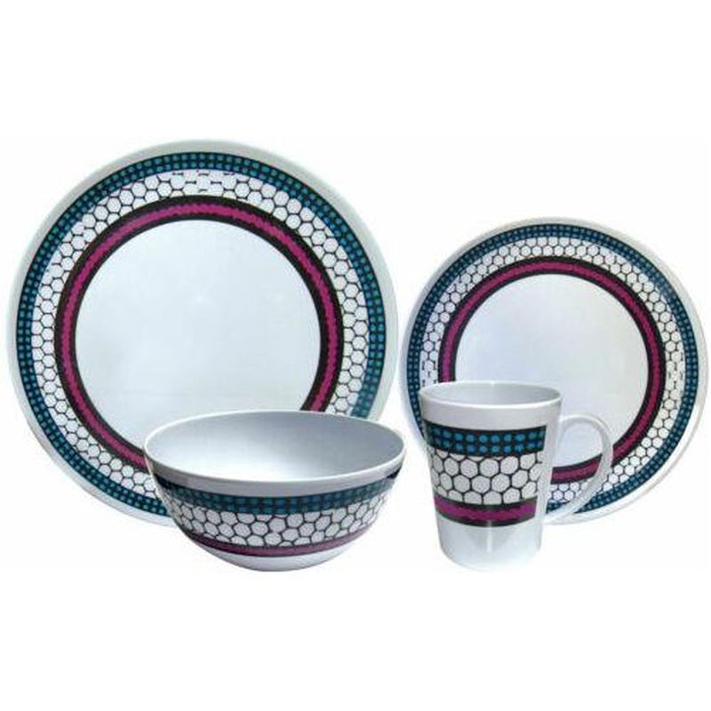 Melamine Honeycomb 16pc 100% Melamine Dinner Set For Caravan Camping Leisurewize - UK Camping And Leisure