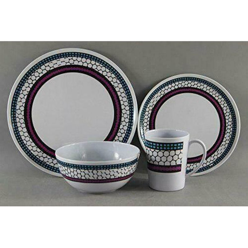 Melamine Honeycomb 16pc 100% Melamine Dinner Set For Caravan Camping Leisurewize - UK Camping And Leisure