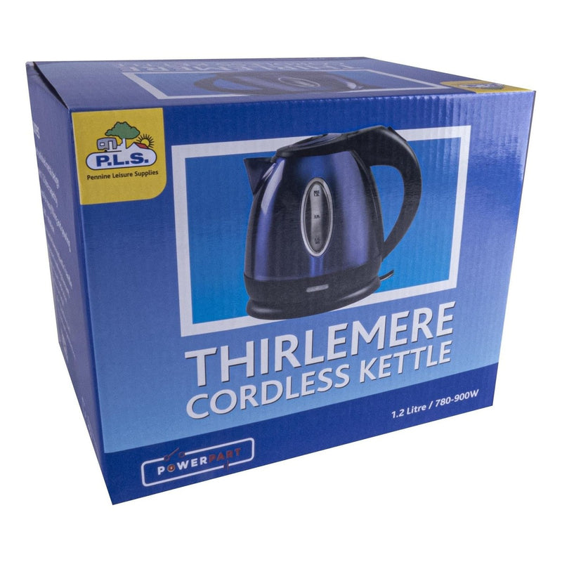 Metallic Blue Low Power 1.2L 750W Cordless Kettle Powerpart - UK Camping And Leisure