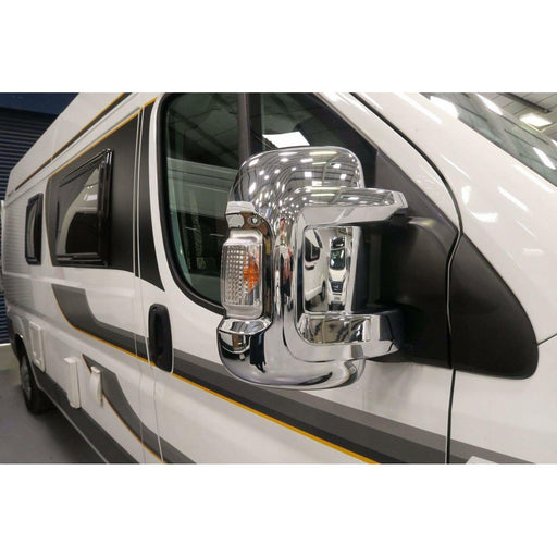 Milenco Short Arm Chrome Mirror Covers for Fiat Ducato, Peugeot Boxer, Citroen Relay Van/Motorhome UK Camping And Leisure
