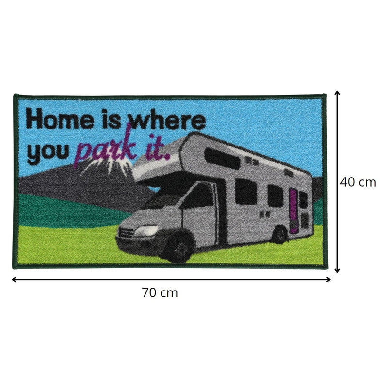 Motorhome Home Is Where You Park It Indoor Door Mat Washable 40 x 70cm C0051N Quest - UK Camping And Leisure