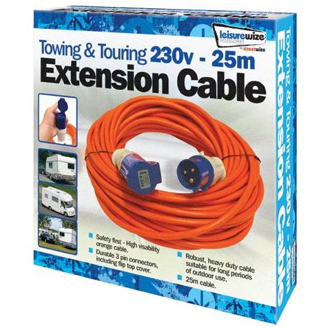 Orange 25 Metre 230v Electric Hook Up Extension UK Camping And Leisure